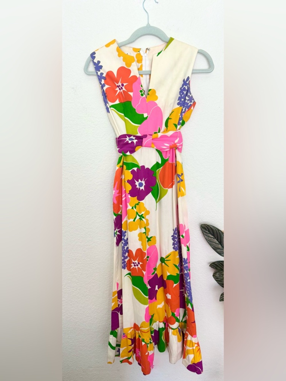 Malia Honolulu Vintage Dress Hawaiian 1970s Maxi Multi Colored Floral